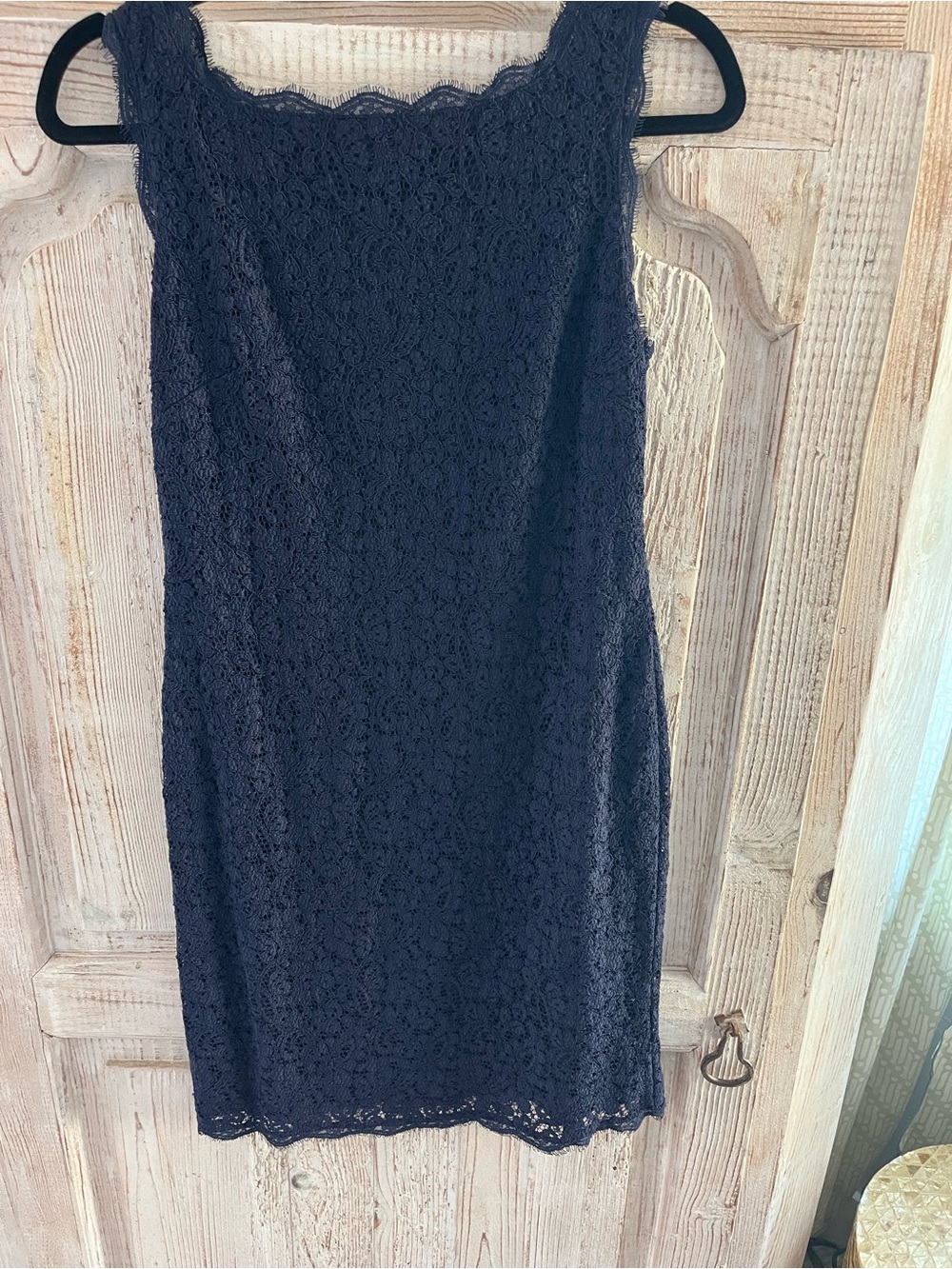 Adrianna Papell Navy Blue Sleeveless Lace Shift Dress Size 8P